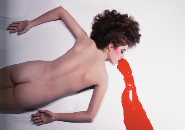 In the early 70s Bourdin's work prefigured the late 70s hard-gloss look, which was still going strong in the early 80s. This image (note the rose madder blusher) epitomises it perfectly! Pentax calendar, 1980 © The Guy Bourdin Estate, 2014/Courtesy A+C